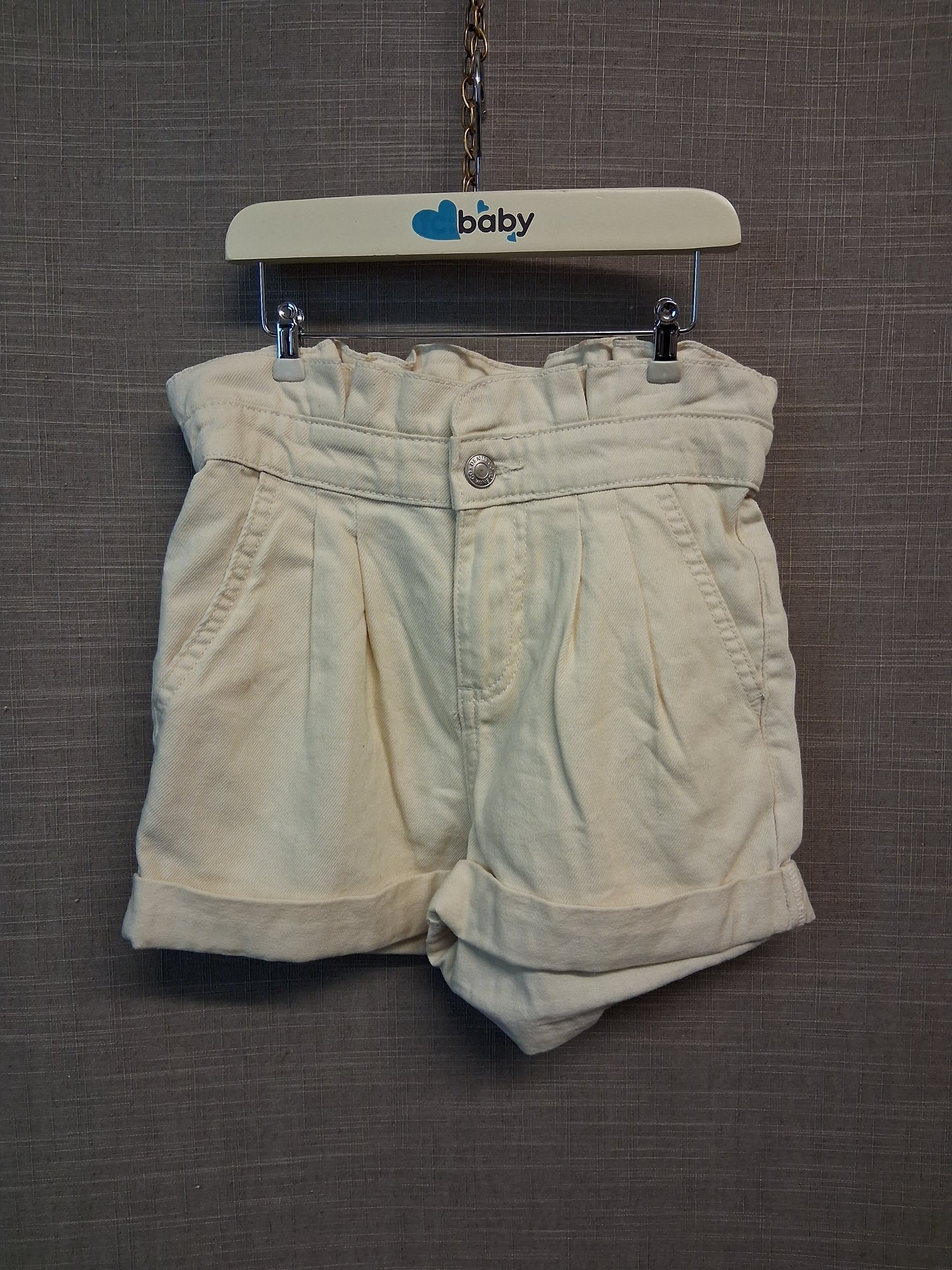 Primark Paperbag Denim Shorts Cream Age 7-8 Years