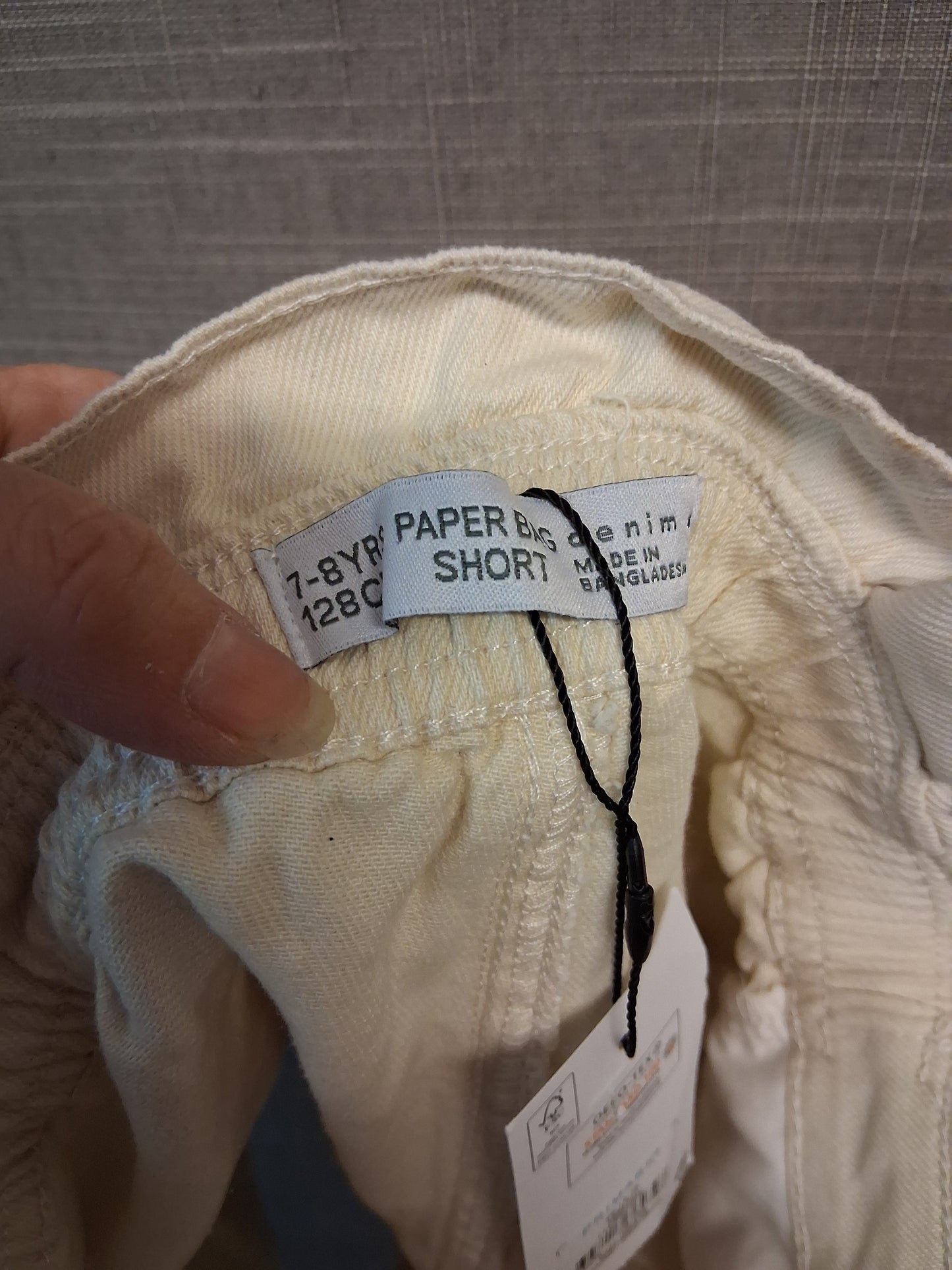 Primark Paperbag Denim Shorts Cream Age 7-8 Years