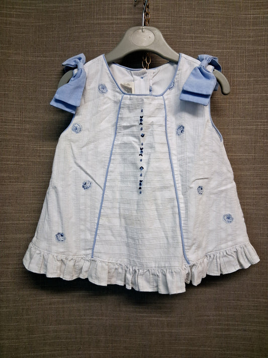 Pretty Originals White A Line Sleeveless Top Embroidered Flowers Age 5 Years