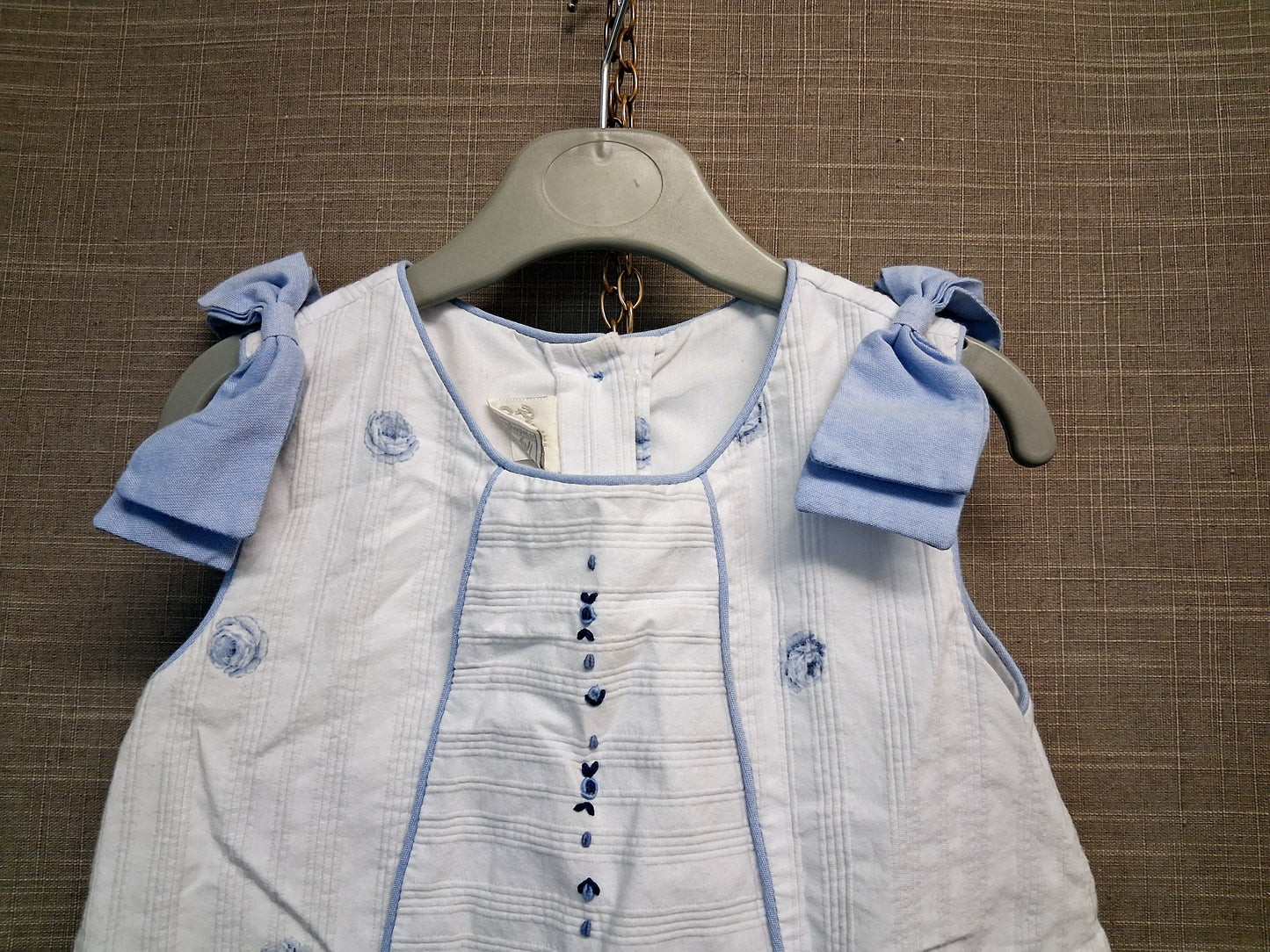 Pretty Originals White A Line Sleeveless Top Embroidered Flowers Age 5 Years