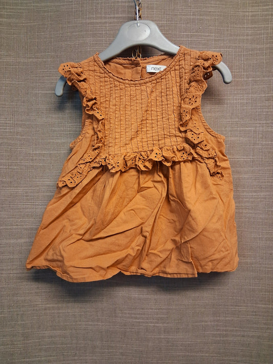 Next Sleeveless T-Shirt Terracotta Frill Age 3-4 Years