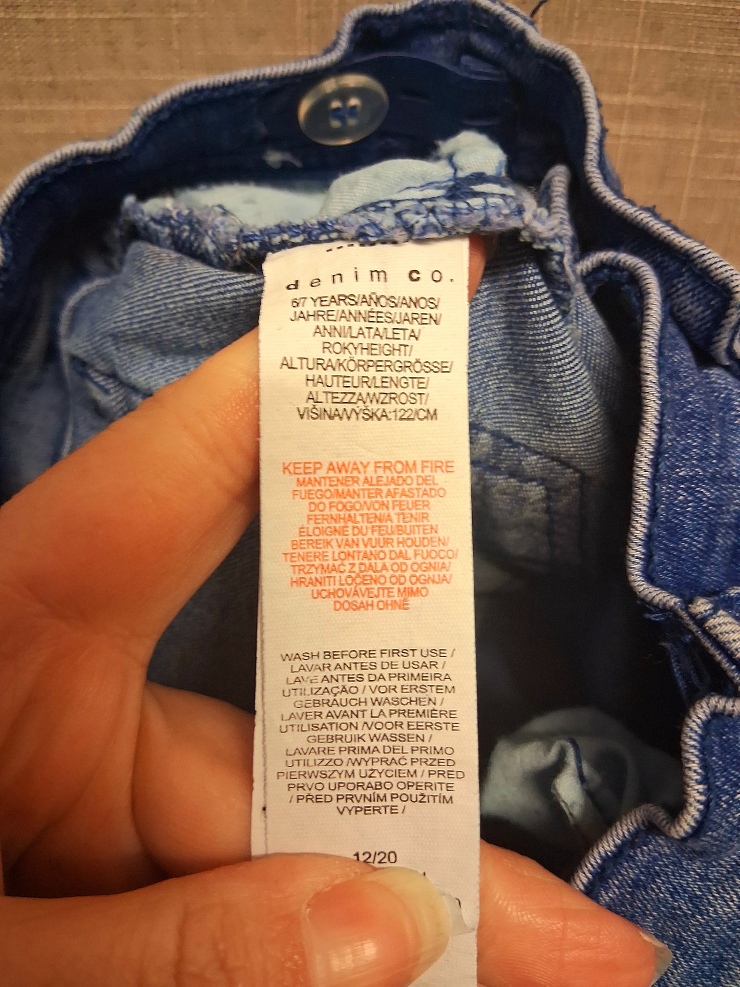 Primark Skinny Blue Denim Shorts Age 6-7 Years