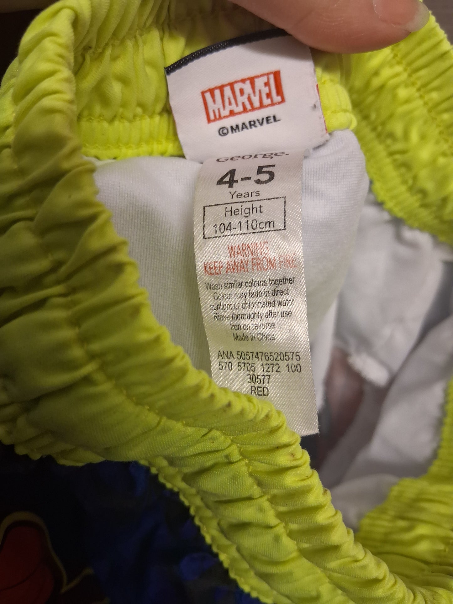 George Marvel Spiderman Swim Shorts Age 4-5 Years
