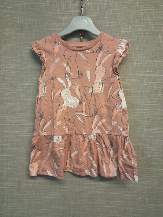 George Dusky Pink Bunny Sleeveless Dress Age 2-3 Years