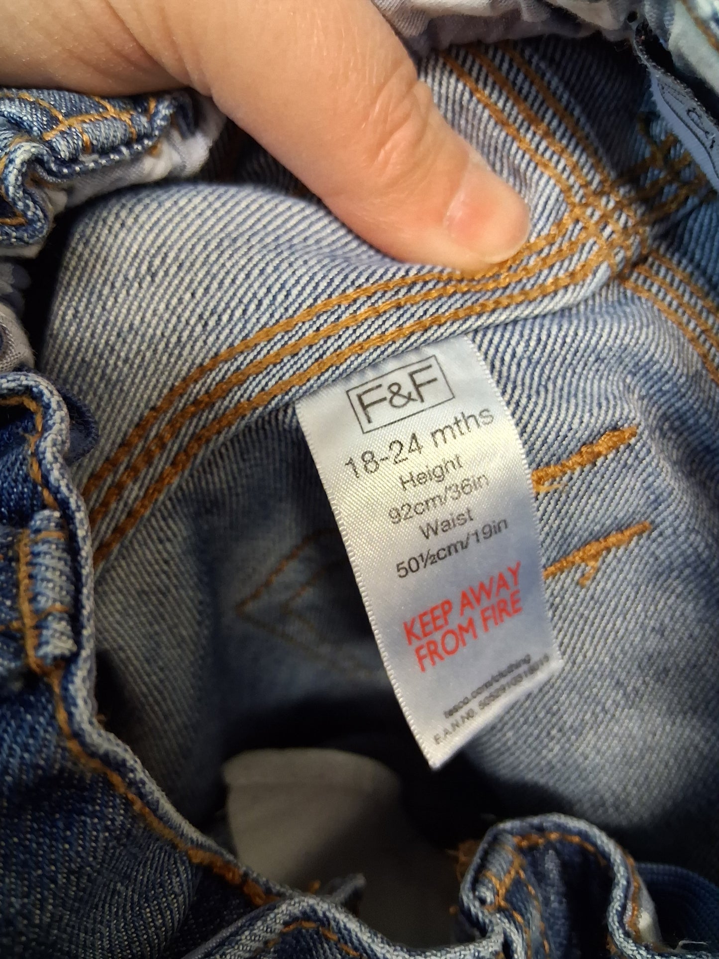 F&F Blue Denim Shorts Age 18-24  Months