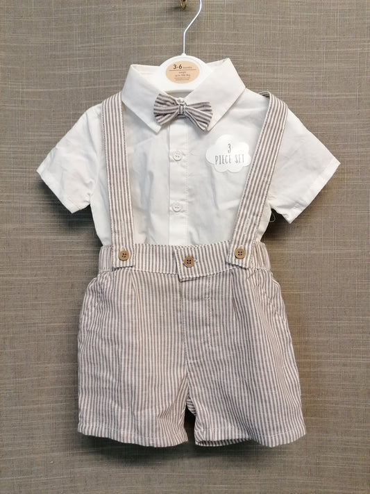 George 2 Piece Outfit Set Dungaree Shorts And Shirt Age 3-6 Months NWOT