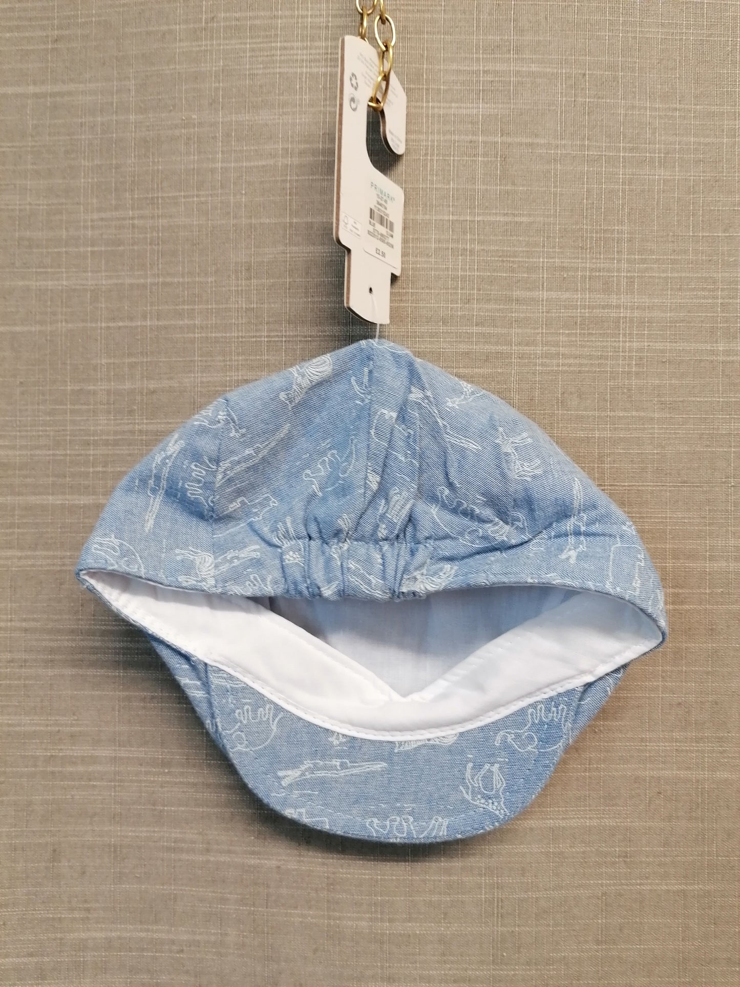 Primark Baby Boy Summer Hat Blue Safari Print 12-24 Months New