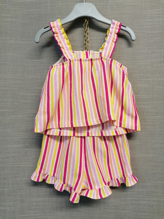 Matalan 2 Piece Summer Outfit Vest and Shorts Multicolour Stripe Age 18-24 months