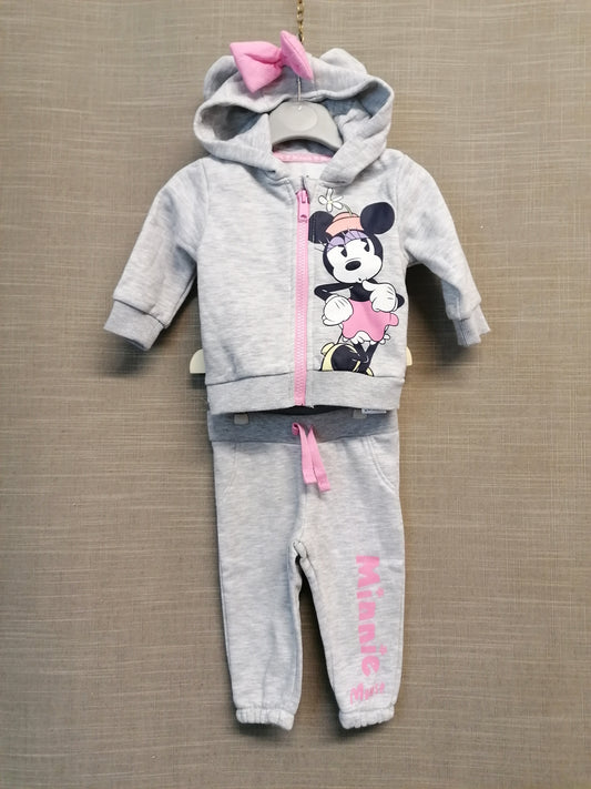 Disney Primark Minnie Mouse 2 Piece Tracksuit Grey Age 3-6 Months
