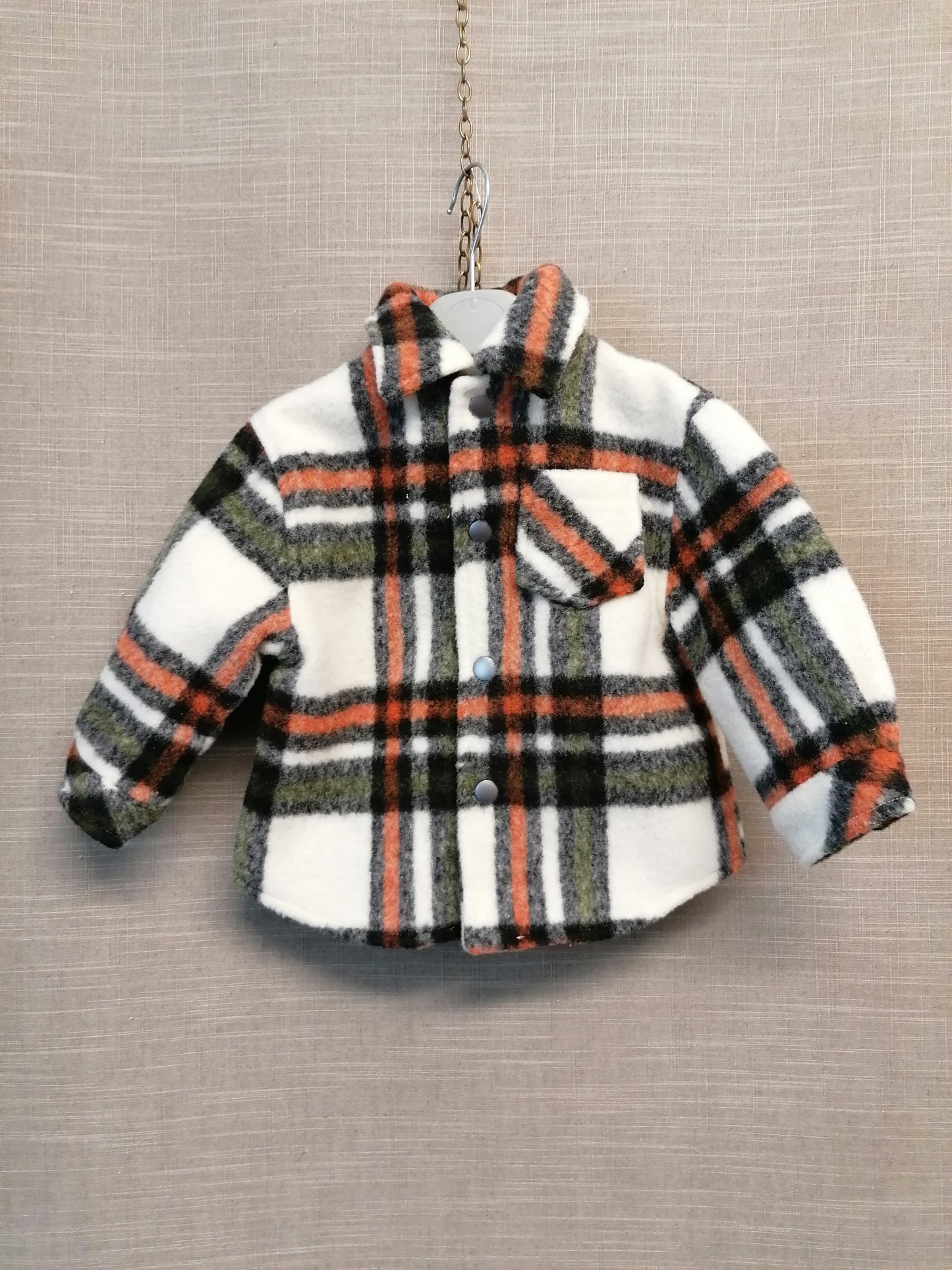 Nutmeg Boys Shacket Brown Orange Check Age 12-18 Months