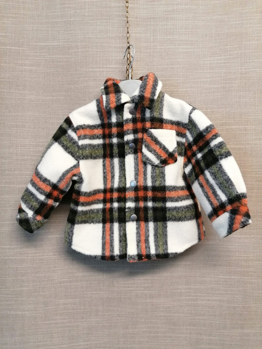 Nutmeg Boys Shacket Brown Orange Check Age 12-18 Months
