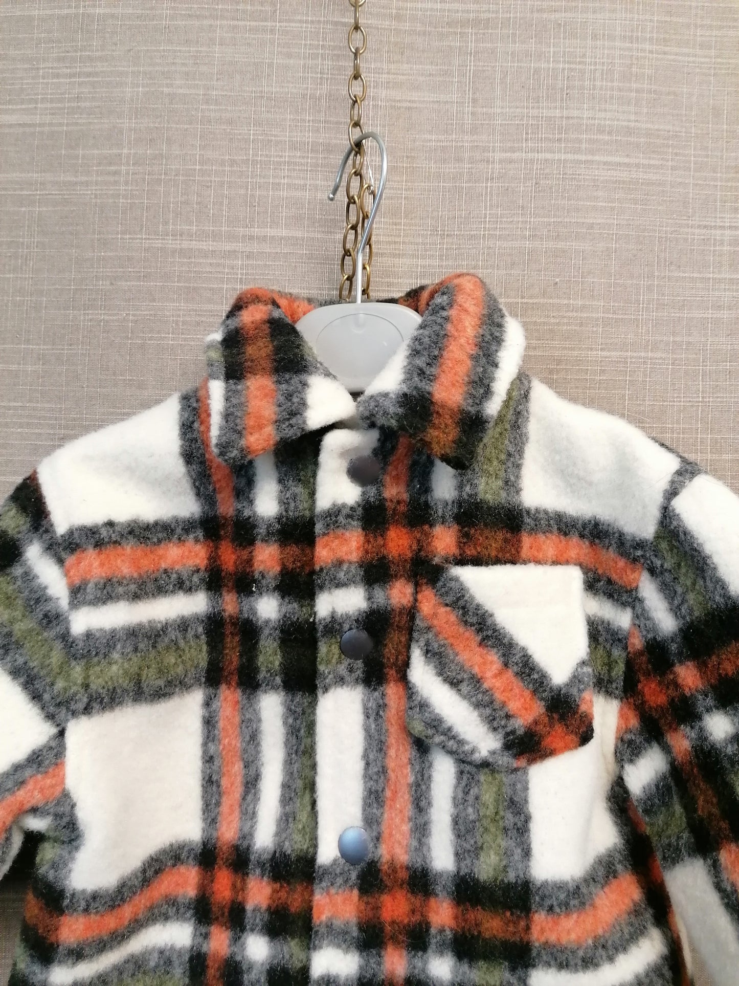 Nutmeg Boys Shacket Brown Orange Check Age 12-18 Months