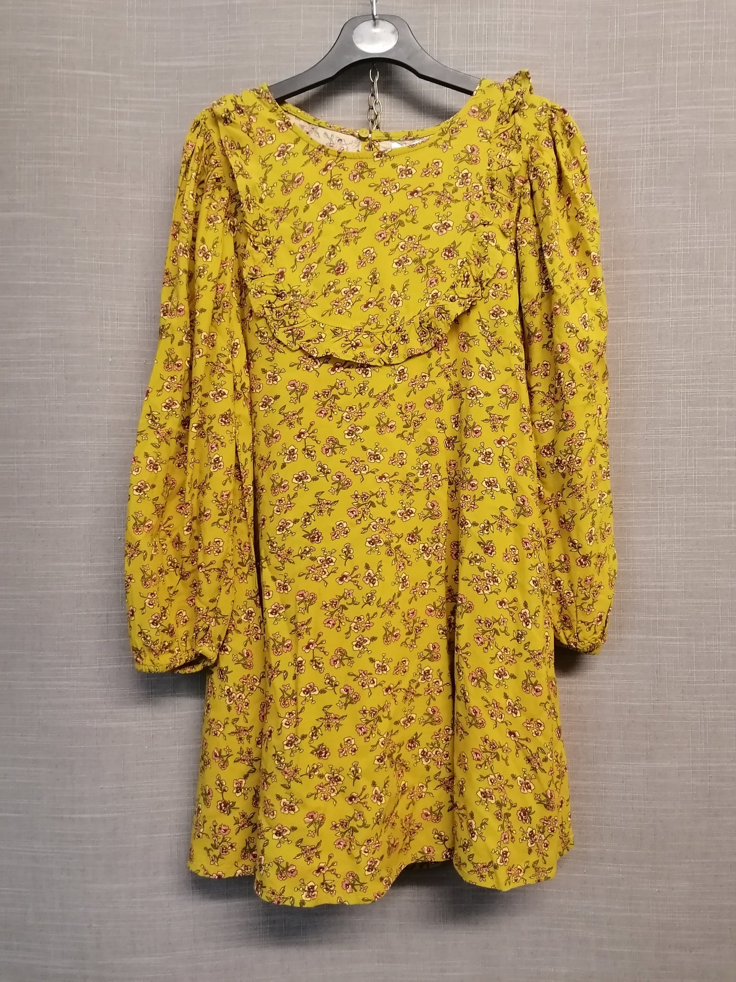 Next Girls Mustard Floral Long Sleeve Dress 9 years New