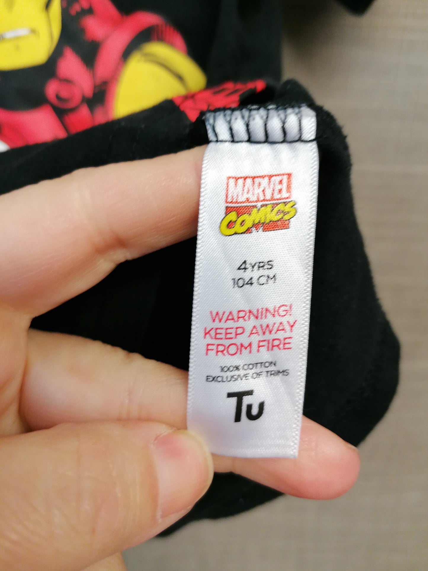 TU Iron Man Black T-Shirt Age 4 Year