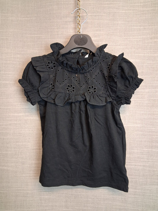 George Girls Black Short Sleeve T-Shirt Age 6-7 Years New