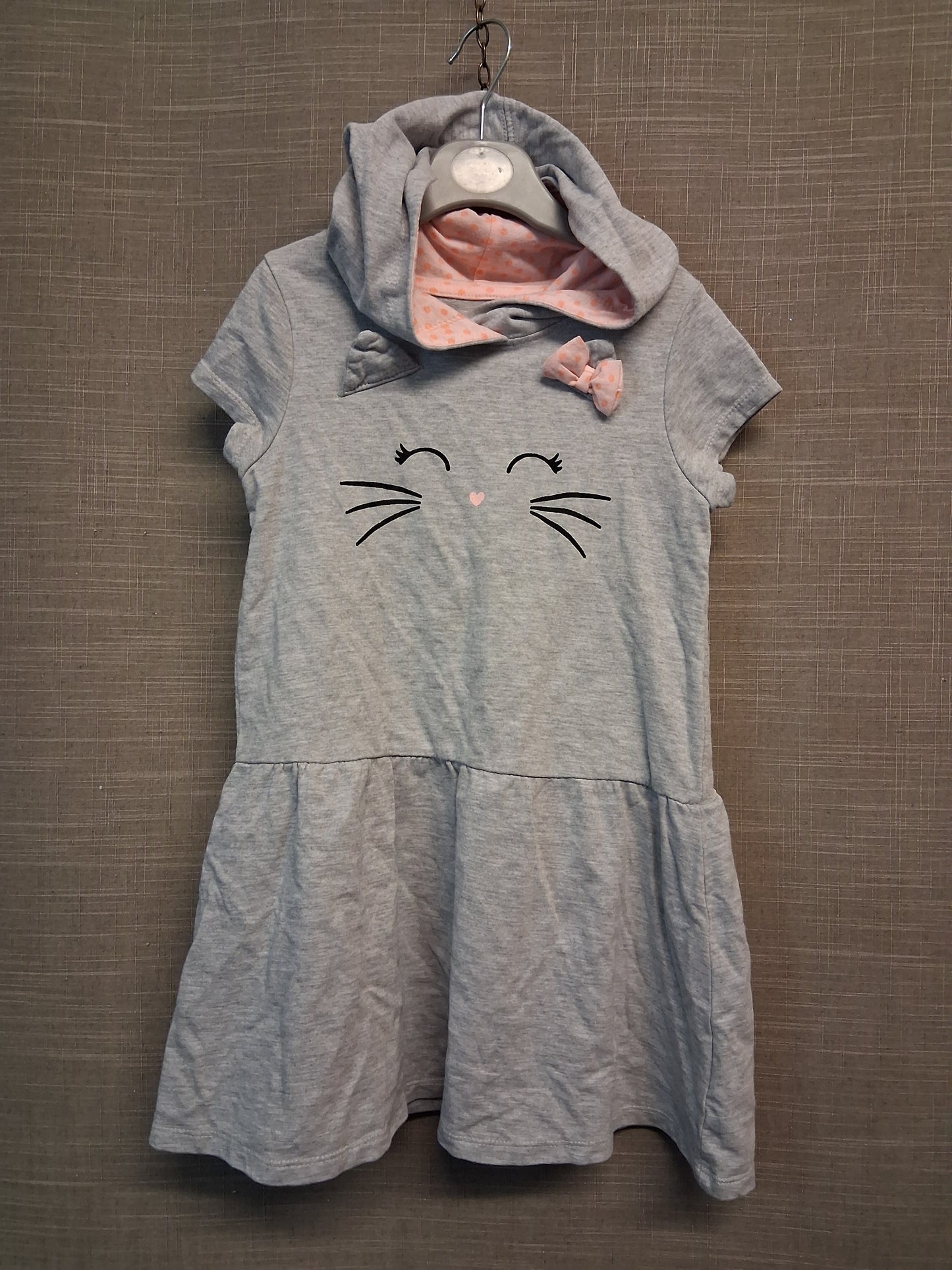 Shein Girls Cat Theme Hooded Jersey Dress Short Sleeve Age 6 Years