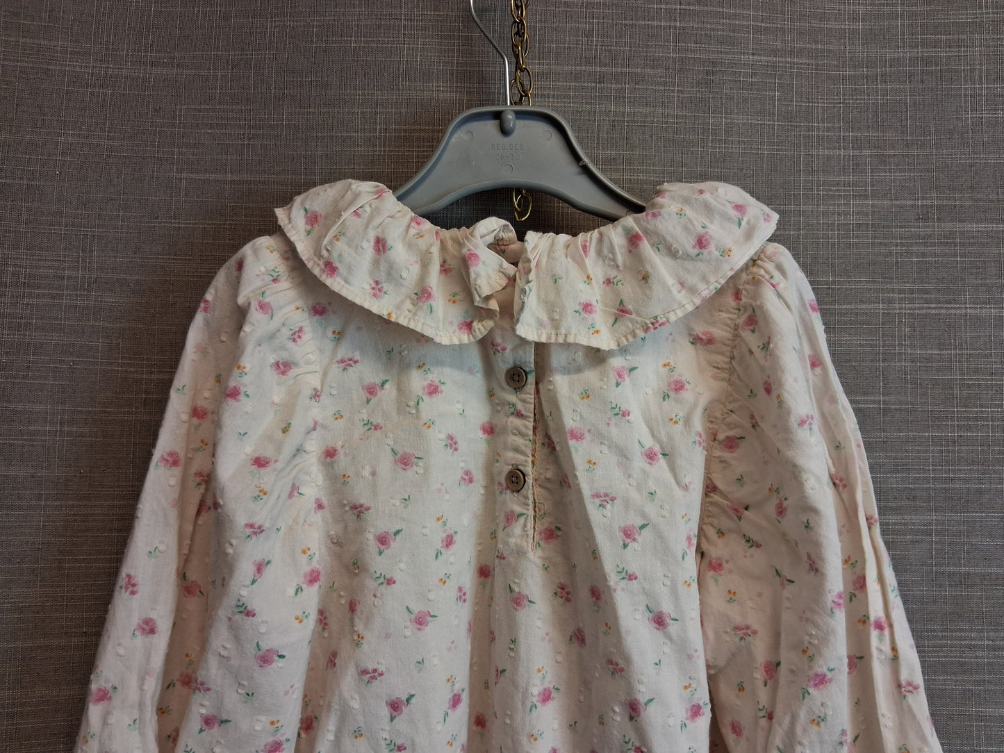 Next Girls Peter Pan Collar Blouse Cream Floral Long Sleeve Age 5-6 Years