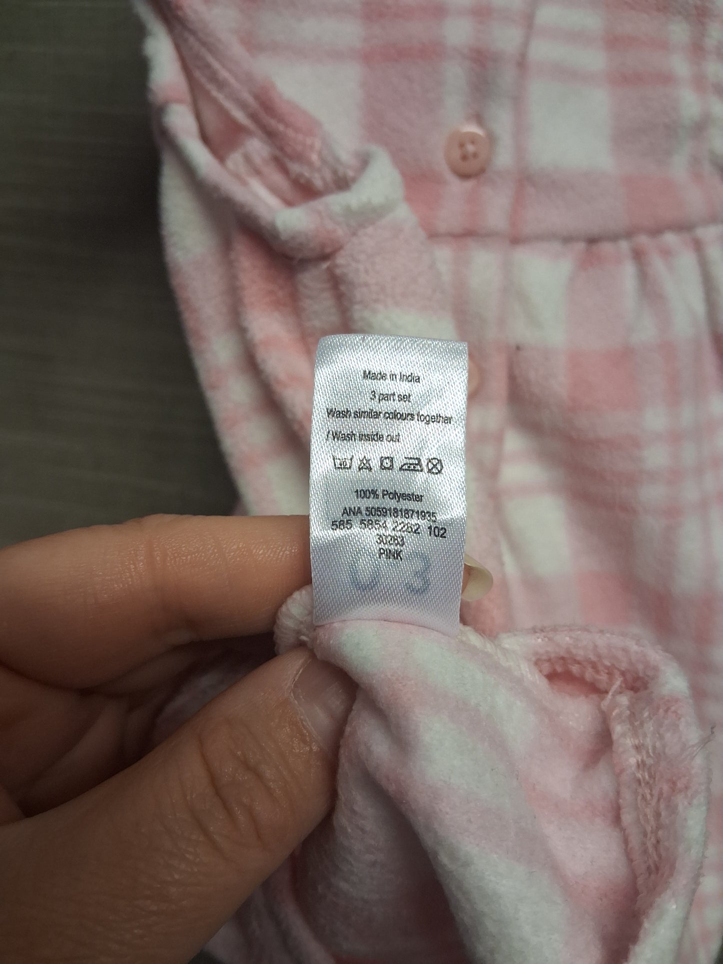 George Girls Pinafore Dress Pink White Check Age 0-3 Months