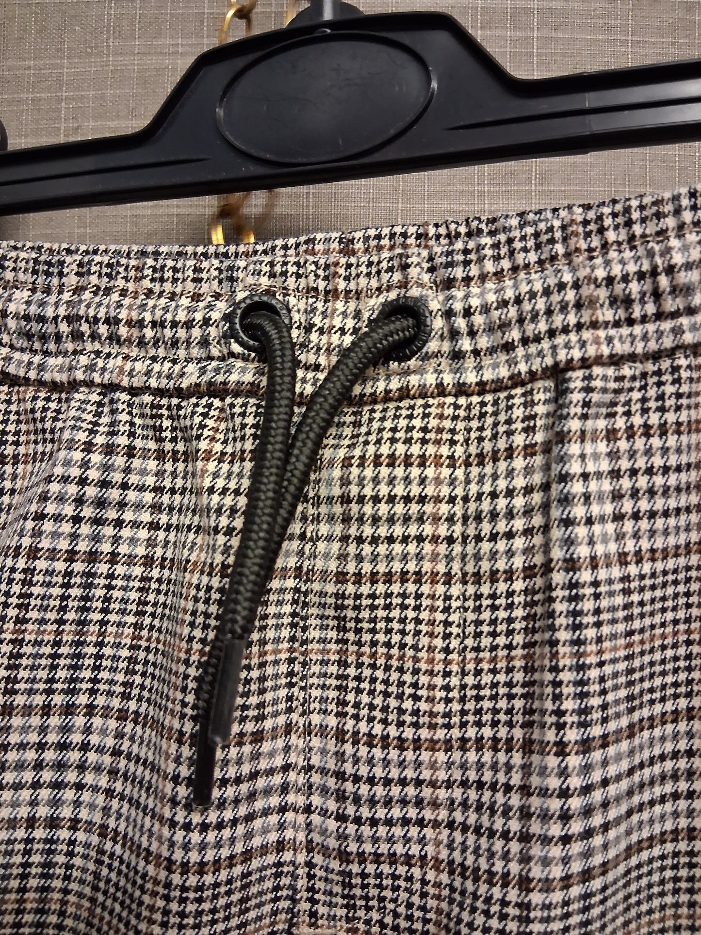 Next Girls Brown Checked Elastic Waist Trousers Age 9 Years