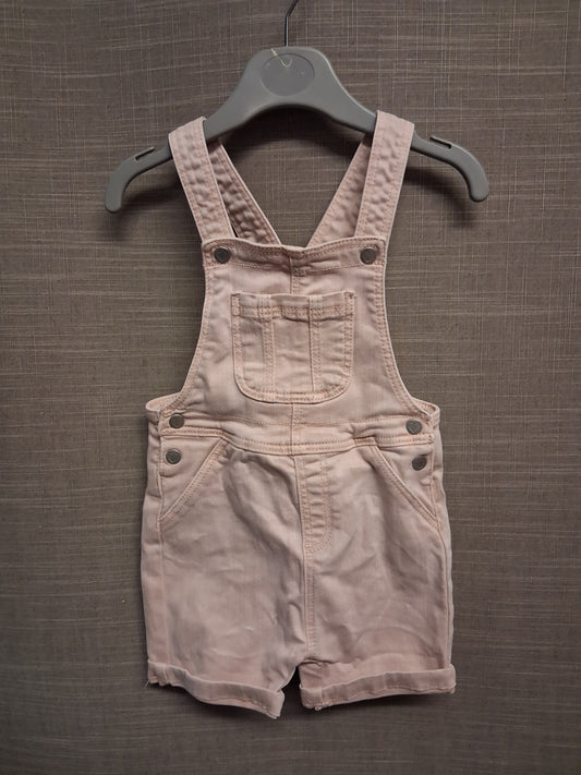George Girls Pink Denim Dungaree Shorts One Piece Age 9-12 Months