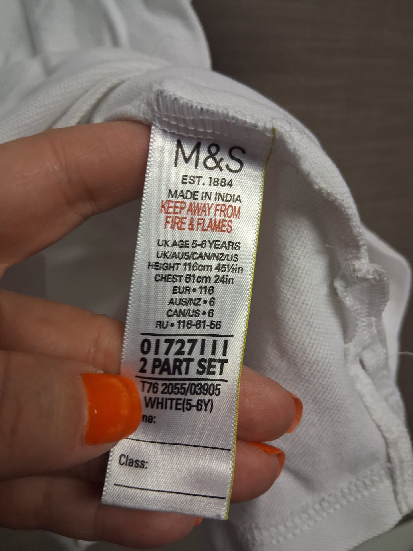 Marks & Spencer White Polo T-Shirt School Uniform Age 5-6 Years 100% Cotton