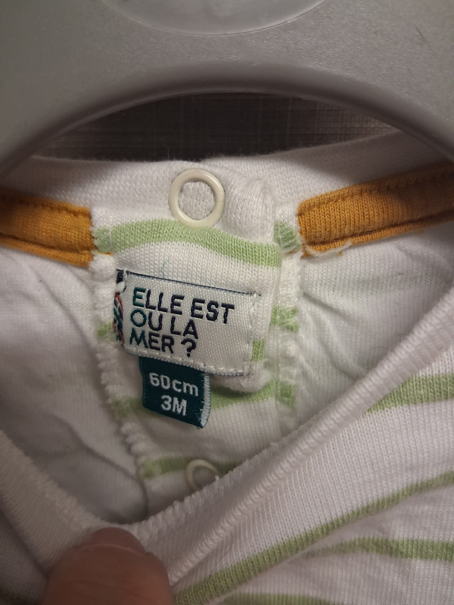 Elle Est Oula Mer? Boys Green Striped Long Sleeve T-Shirt Age 0-3 Months