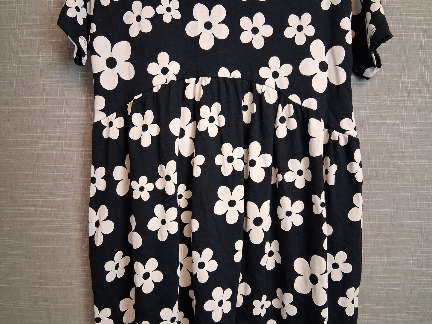 Next Girls Black White Floral Jersey Short Sleeve Dress Age 10 Years New