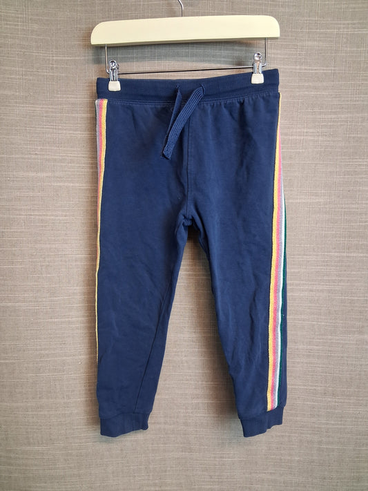 Marks and Spencer Girls Blue Joggers Rainbow Trim Age 2-3 Years