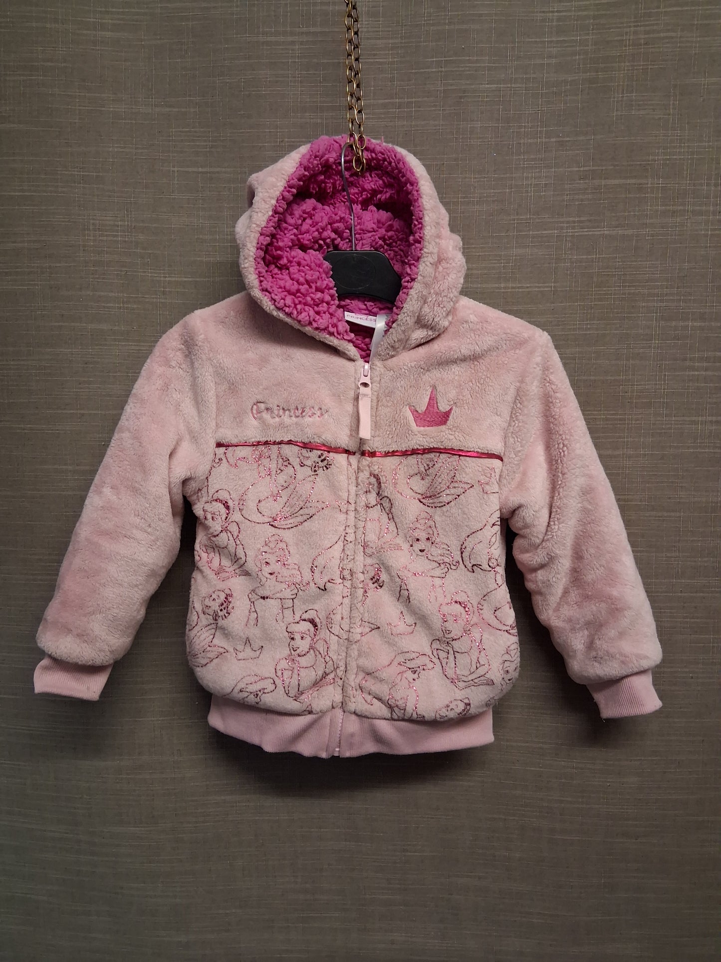 Disney Store Disney Princess Pink Plush Shearling Lined Jacket Age 4 years
