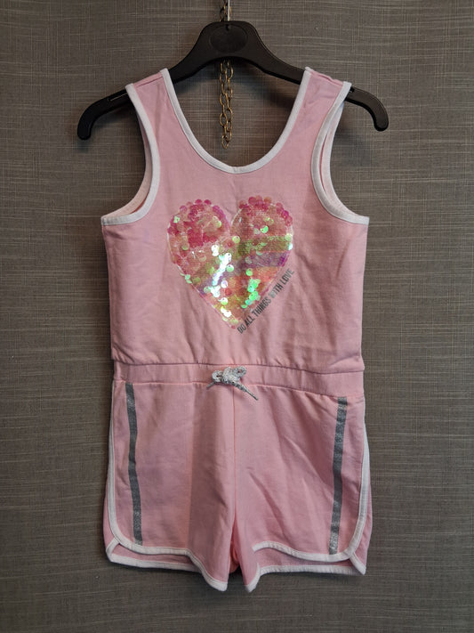 Pep&Co Girls Pink Sequin Love Heart Playsuit Age 7-8 Years
