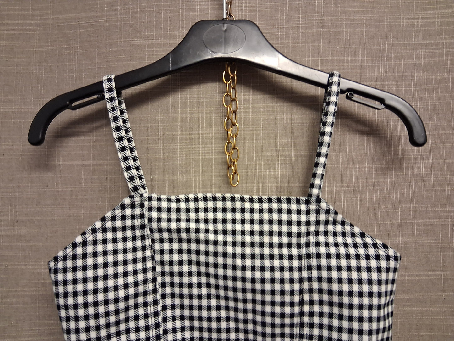 George Girls Black White Gingham Cropped Vest Tank Top Age 8-9 Years