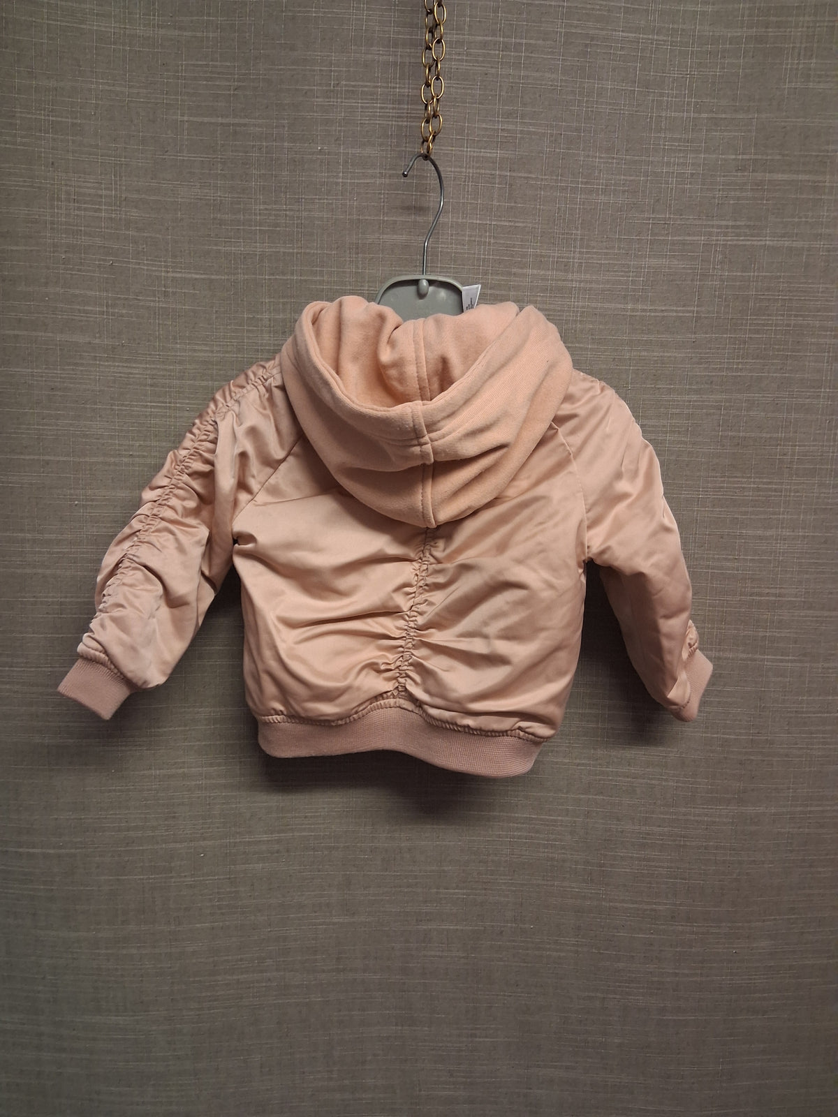 River Island Blush Pink Bomber Jacket Coat with Hood Age 6-9 Months