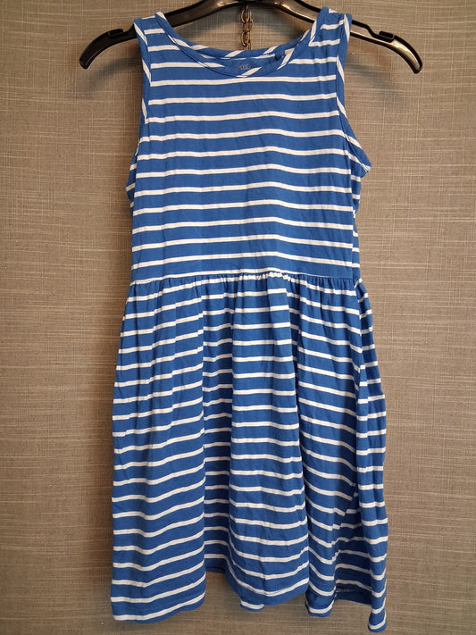 F&F Girl Blue White Stripe Jersey Sleeveless Sundress Age 8-9 Years