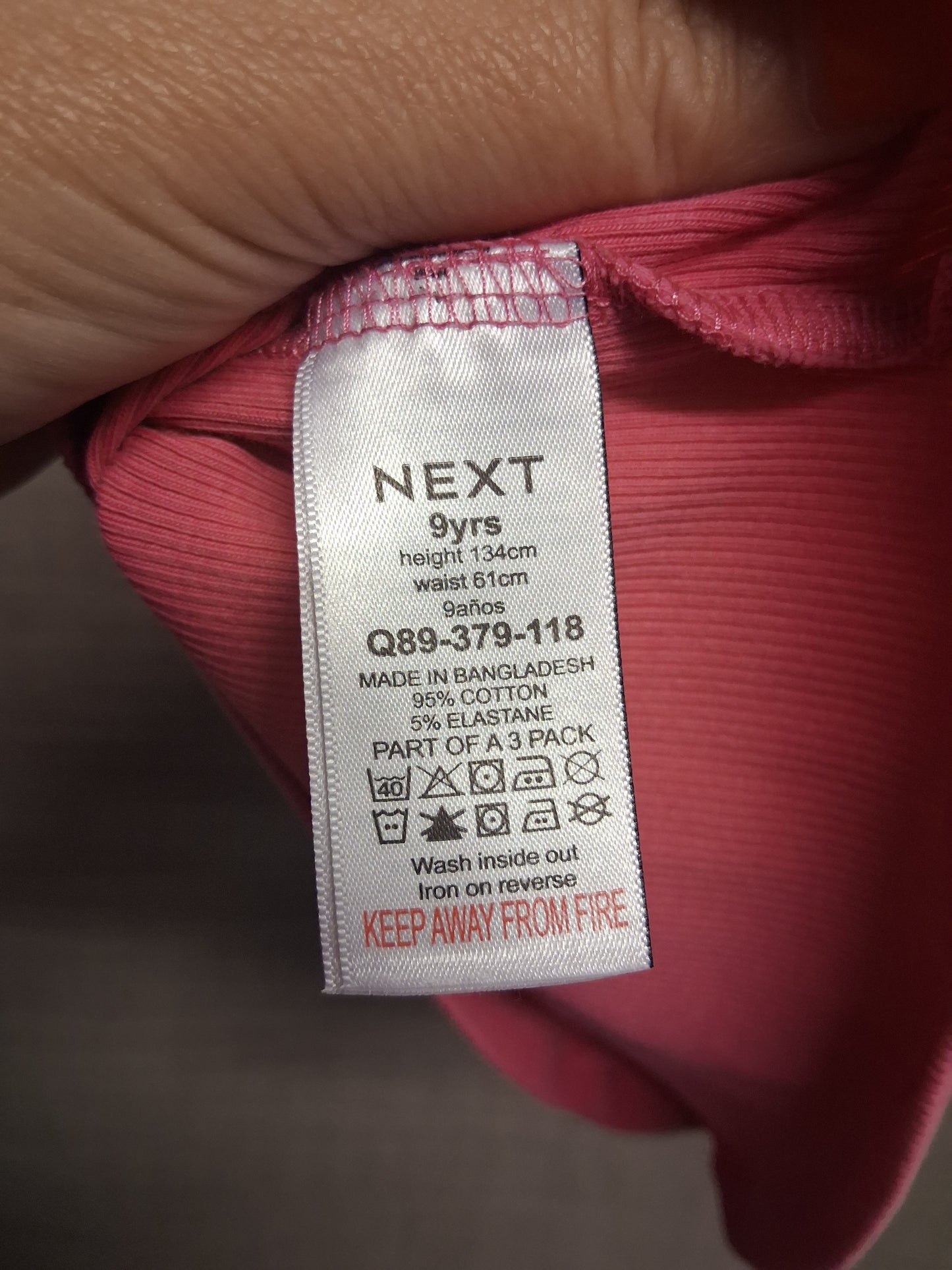 Next Pink Ribbed Vest Tank Top Age 9 Years