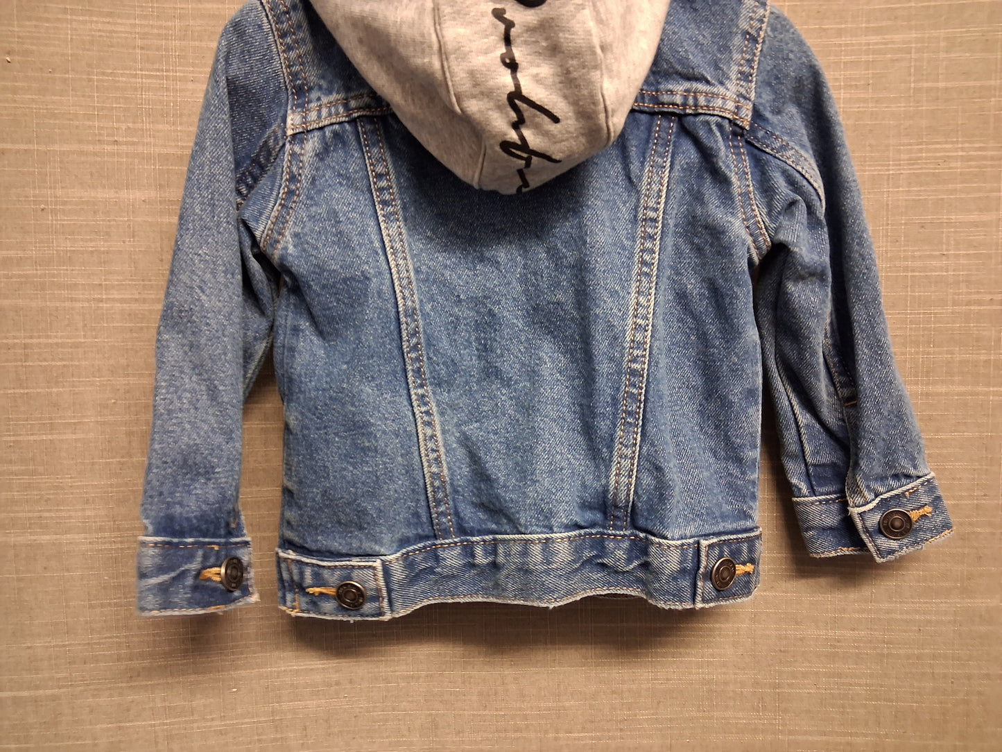 River Island Boys Blue Denim Jacket With Hood Age 9-12 Months