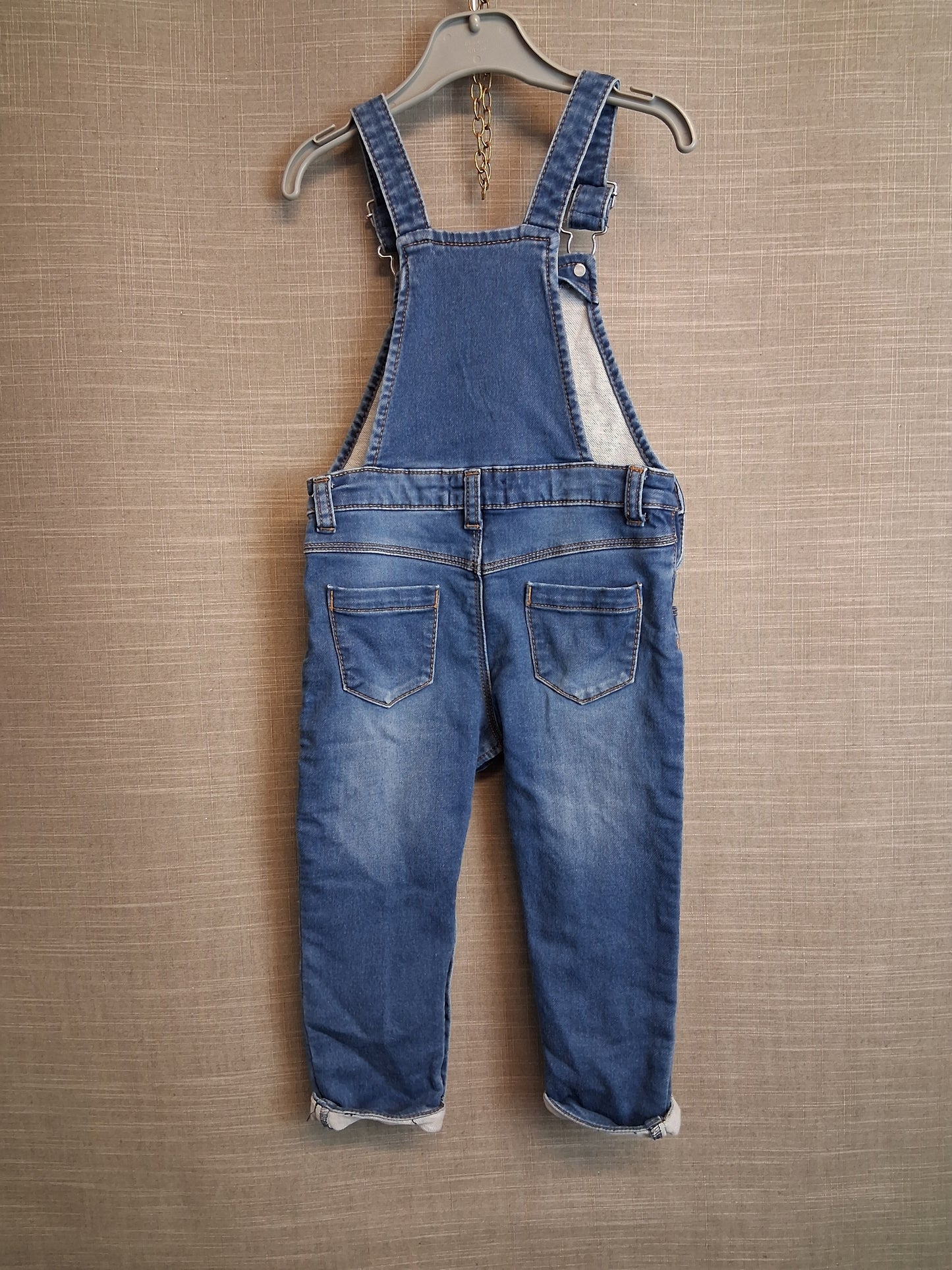 Primark Girls Blue Denim Dungarees Age 18-24 Months