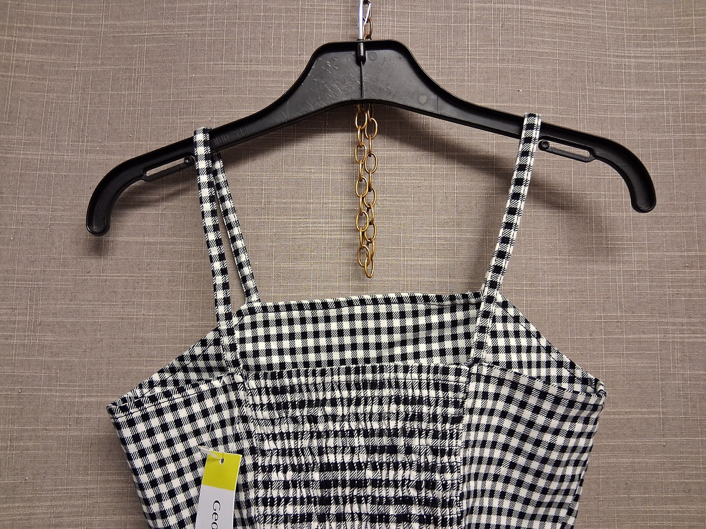 George Girls Black White Gingham Cropped Vest Tank Top Age 8-9 Years