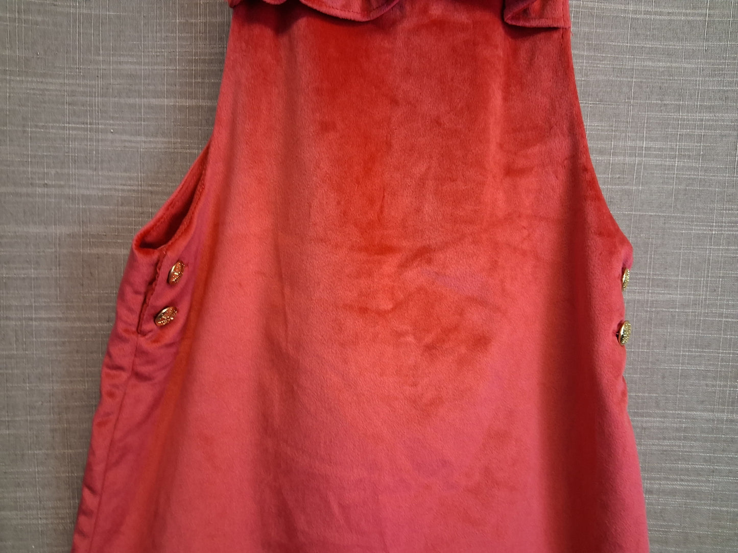 Tahari Girls Velour Red Pinafore Dress Age 6-7 Years