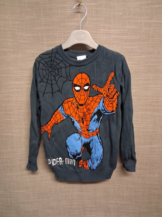 Marvel Nutmeg Boys SpiderMan Sweater Knitted Grey Long Sleeve Age 5-6 Years