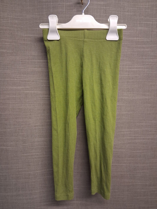 Next Leggings Green Ribbed Stretch Age 2-3 Years