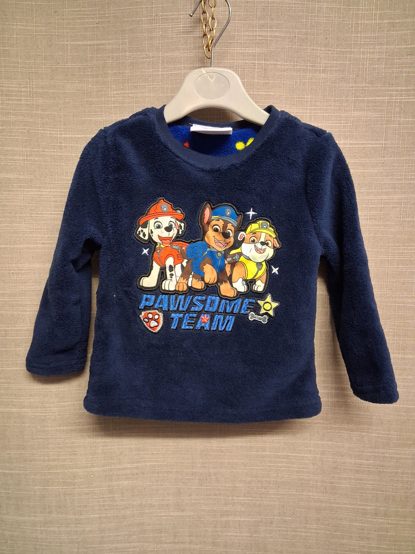 Primark Paw Patrol Boys Navy Blue Fleece Pyjama Top New Age 18-24 Months