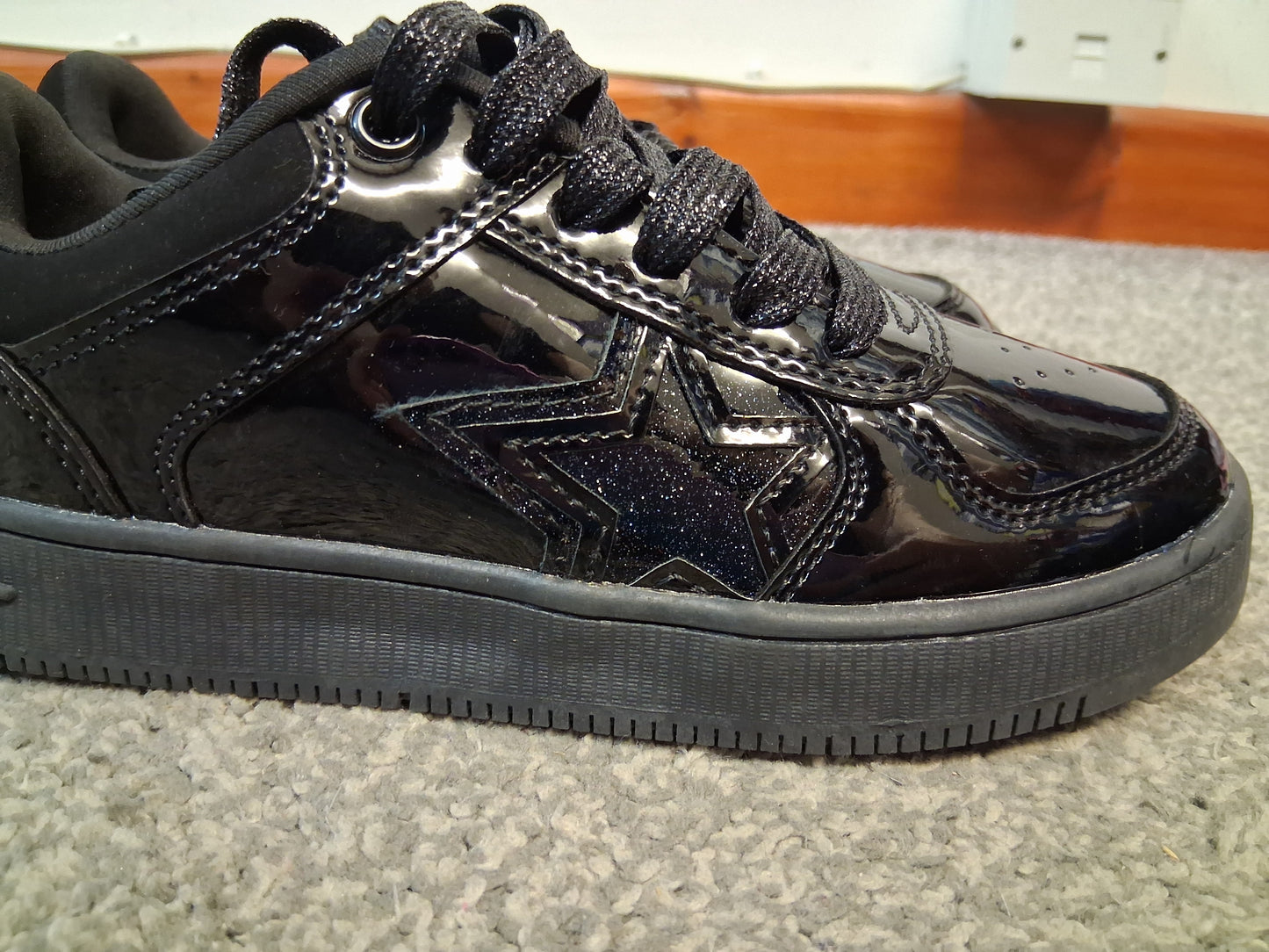 F&F Black Patent Lace Up Shoes/Trainers Size 1 New