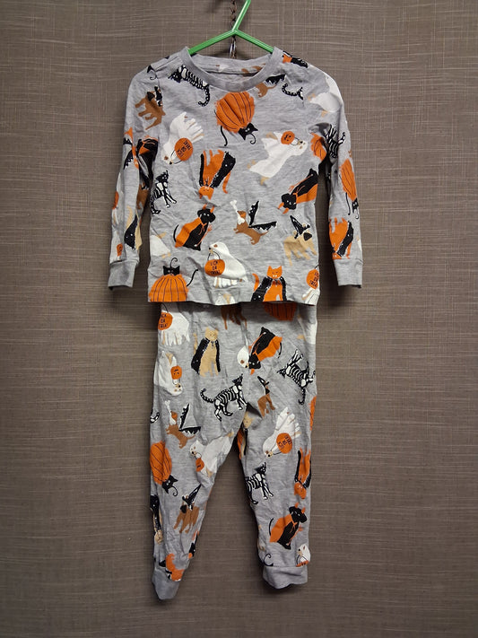 TU Boys Halloween Pjs Pyjamas Grey 2 Piece Set Age 2-3 Years