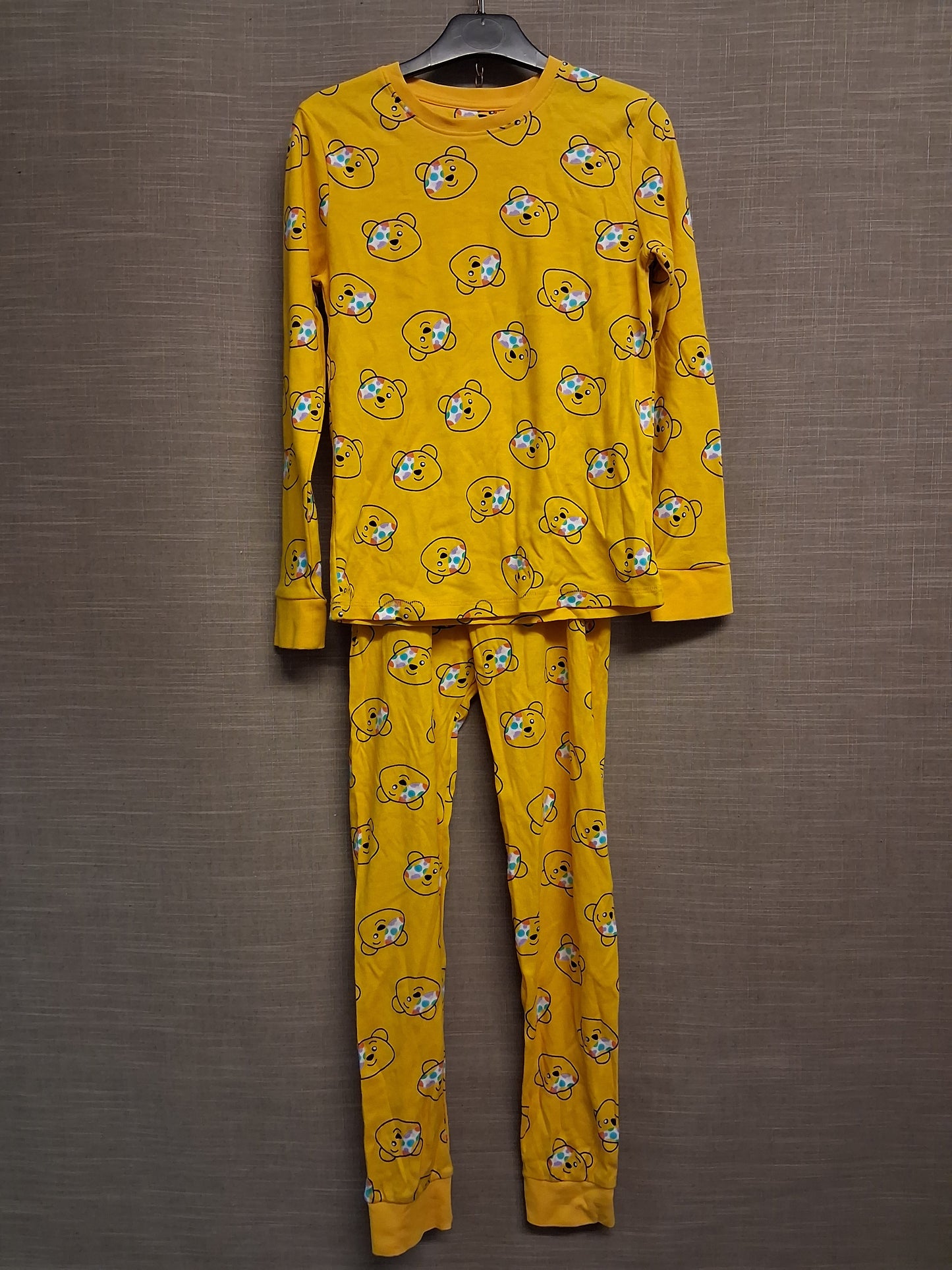 George Unisex "Pudsey" Yellow Pyjamas PJs 2 Piece Set Age 10-11 Years