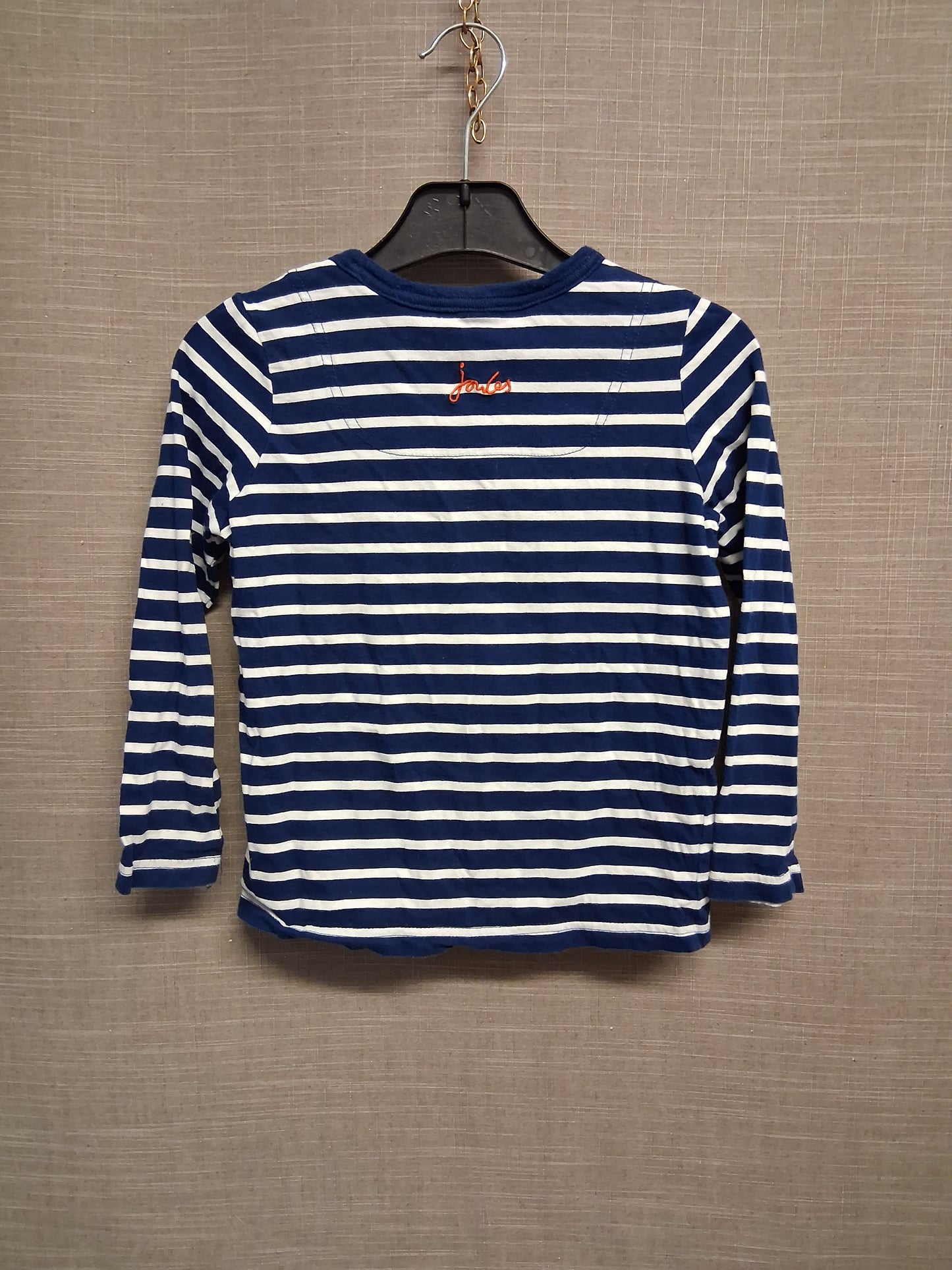 Joules Boys Striped Blue White Long Sleeve T-Shirt Dinosaur Theme Age 6 Years