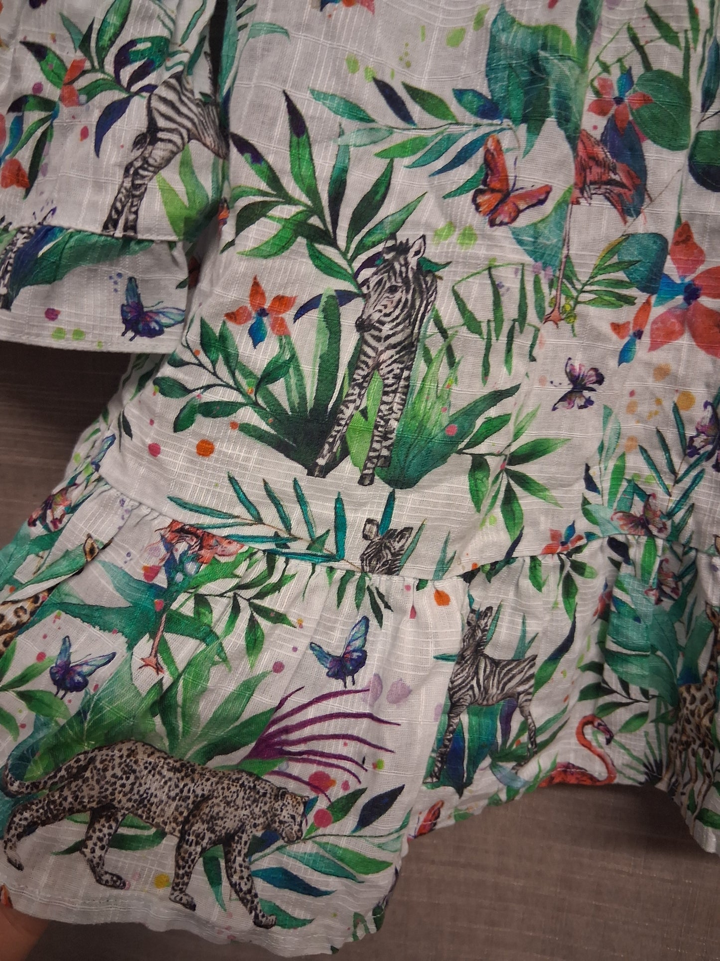 Next Girls Tropical Floral Animal 3/4 Sleeve Blouse Age 4-5 Years