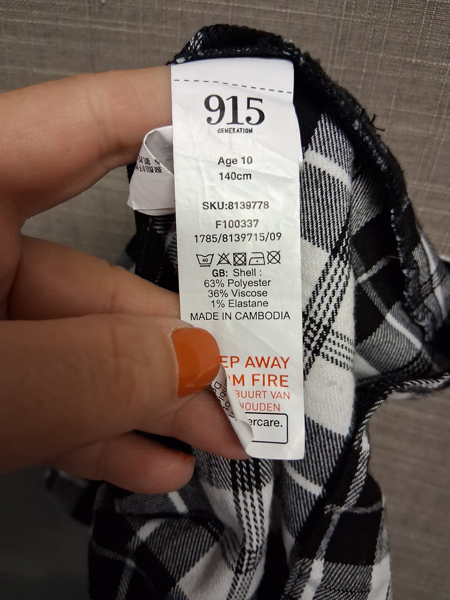 New Look Girls Black White Check Skirt Age 10 Years