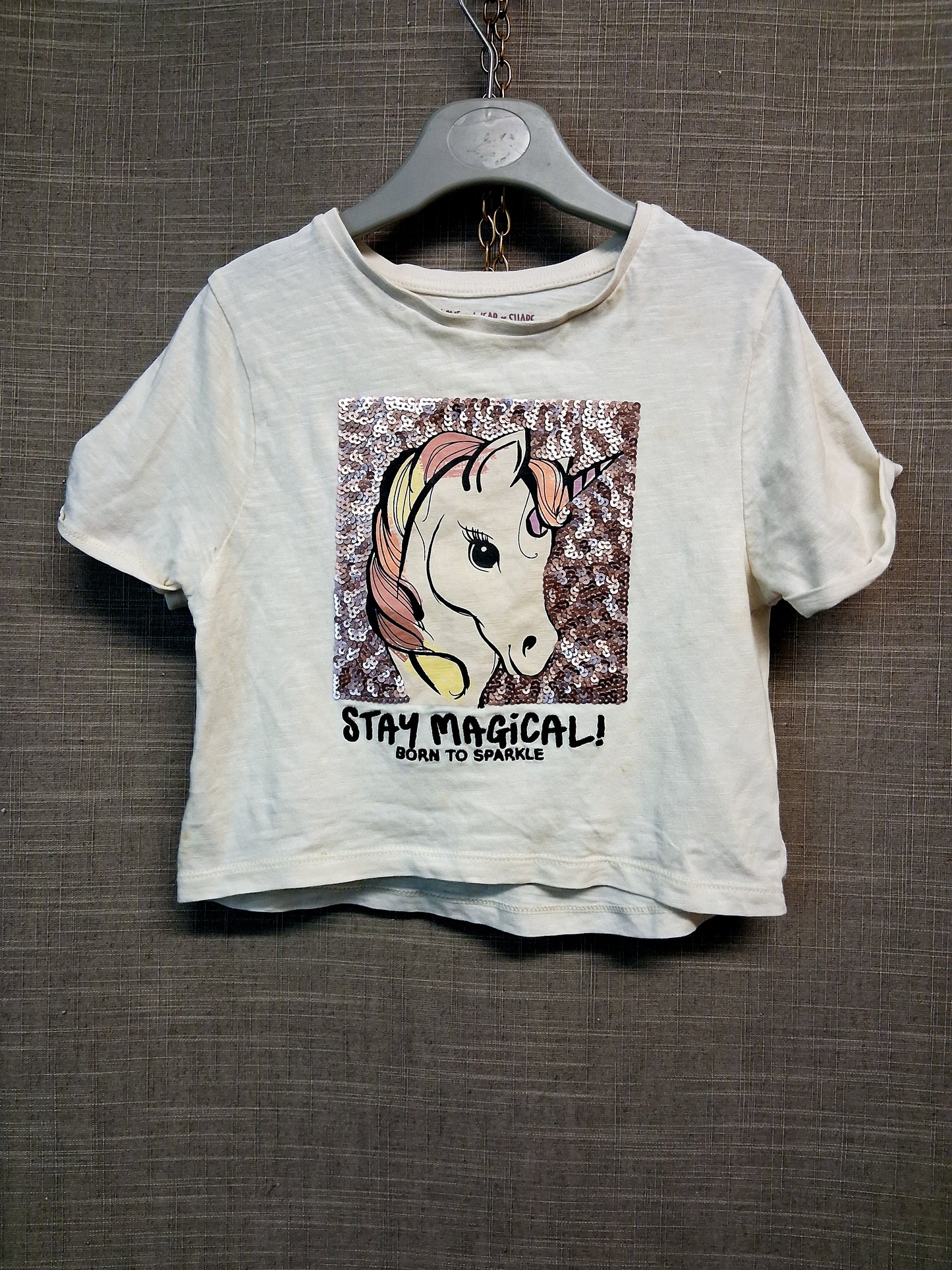 F&F Girls Unicorn Sequin T-Shirt Age 4-5 Years