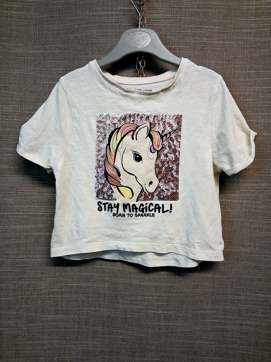 F&F Girls Unicorn Sequin T-Shirt Age 4-5 Years
