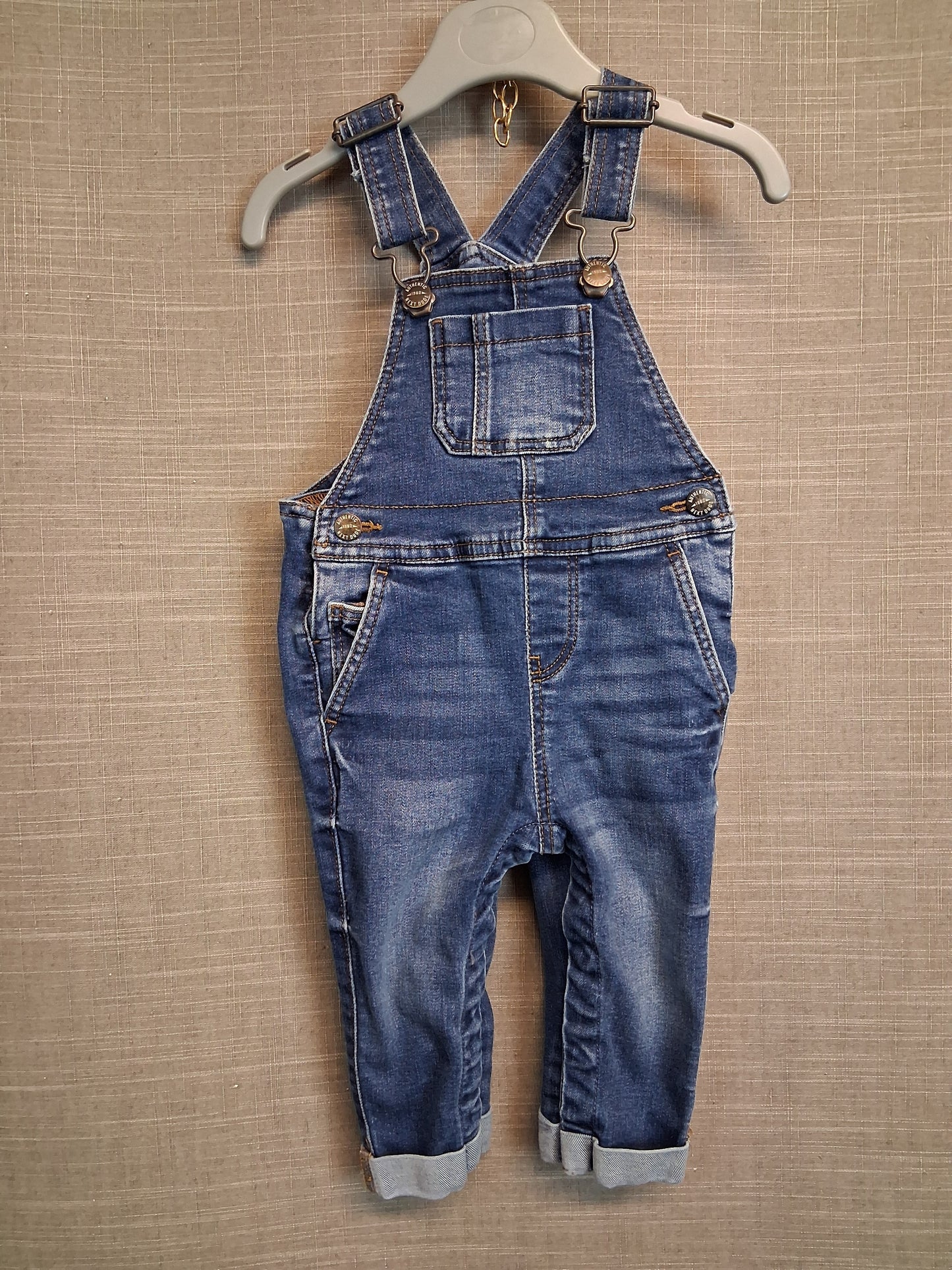 Next Boys Blue Denim Dungarees Age 9-12 Months